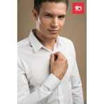 Heren slim fit overhemden bedrukken 115 g/m2 THC Paris kleur wit