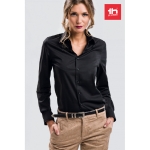 Dames overhemd met logo van katoen en polyamide 115 g/m2 THC Paris kleur zwart luxe weergave