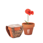 Promotionele terracotta potten met maanzaad Amapola weergave met bedrukking