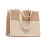 Gepersonaliseerde jute tassen met klittenbandsluiting RealFood kleur beige