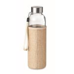 Anti-lek glazen waterfles met logo met jute dop 500ml Crystal SlowLife kleur beige tweede weergave