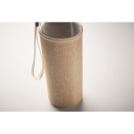 Anti-lek glazen waterfles met logo met jute dop 500ml Crystal SlowLife kleur beige foto bekijken vierde weergave