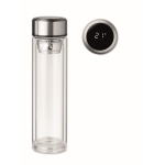 Fles van borosilicaatglas met thermometer 390ml Termo Tactile kleur doorzichtig