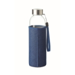 Glazen fles met denim neopreen hoes 500ml Crystal Denim kleur blauw tweede weergave