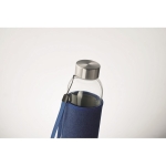 Glazen fles met denim neopreen hoes 500ml Crystal Denim kleur blauw foto bekijken derde weergave