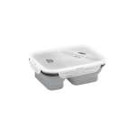 Luchtdichte siliconen lunchbox 2 compartimenten 480 en 760ml Division kleur grijs afbeelding met logo