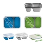 Luchtdichte siliconen lunchbox 2 compartimenten 480 en 760ml Division diverse kleuren