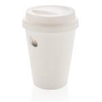 Dubbelwandig plastic koffiebeker 300ml Takeaway Daily kleur wit weergave met logo