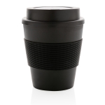 Recyclebare plastic koffiebeker met deksel 350ml Takeaway Comfort kleur zwart tweede weergave