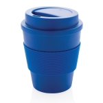 Recyclebare plastic koffiebeker met deksel 350ml Takeaway Comfort kleur blauw