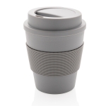 Recyclebare plastic koffiebeker met deksel 350ml Takeaway Comfort kleur grijs