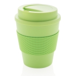 Recyclebare plastic koffiebeker met deksel 350ml Takeaway Comfort kleur lichtgroen