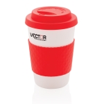 Magnetronbestendige plastic koffiebeker 270 ml Speciality Coffee kleur rood weergave met logo