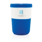 Duurzame PLA grote koffiebeker personaliseren 380ml Funny kleur blauw weergave met logo