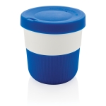 Eco duurzame koffiebekers bedrukken, grip en deksel 280ml Barista kleur blauw