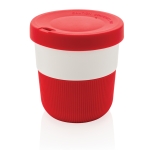 Eco duurzame koffiebekers bedrukken, grip en deksel 280ml Barista kleur rood