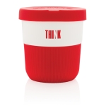 Eco duurzame koffiebekers bedrukken, grip en deksel 280ml Barista kleur rood weergave met logo