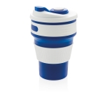 Draagbare opvouwbare siliconen koffiebekers met logo van 350 ml kleur blauw