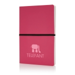 Gekleurde softcover notitieboekjes personaliseren A5 Flexi Colors kleur roze weergave met logo