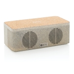 Luidspeaker van tarwestro en kurk met oplader Wheat Straw kleur beige weergave met logo