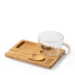 Glazen kopjes met logo met lepel en voet 180 ml Specialty Coffee met jouw bedrukking