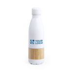 Metalen flessen met bamboestreep met logo 750ml Lifestyle Wood met jouw bedrukking