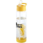 Tritan fles met rietje en fruitinfuser 740ml TuttiFrutti kleur geel tweede weergave met logo