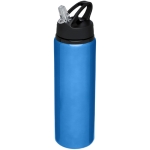 Grote aluminium sportfles met rietje 800ml Straw Colors kleur blauw tweede weergave voorkant