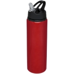 Grote aluminium sportfles met rietje 800ml Straw Colors kleur rood tweede weergave voorkant