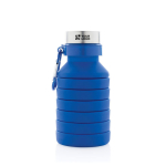 Opvouwbare siliconen drinkfles met karabijnhaak 550ml Travel kleur blauw met afdrukgebied