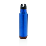 Herbruikbare stalen flessen met kurkbasis 600 ml Cork Base kleur blauw