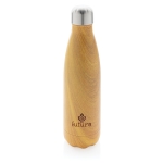 Thermosfles met opvallende houtprint bedrukken 500ml Wood Print kleur licht hout weergave met logo