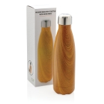 Thermosfles met opvallende houtprint bedrukken 500ml Wood Print kleur licht hout weergave met doos