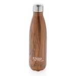 Thermosfles met opvallende houtprint bedrukken 500ml Wood Print kleur donker hout weergave met logo