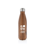 Thermosfles met opvallende houtprint bedrukken 500ml Wood Print kleur donker hout met afdrukgebied