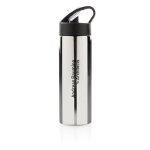 RVS sportflessen met rietje 500ml Pioneer kleur zilver weergave met logo