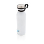 Thermosfles met logo en siliconen handvat 600ml Carry Loop kleur wit weergave met logo