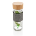 Bedrukte kleine glazen flessen 360 ml Infuser Sleeve kleur doorzichtig weergave met logo