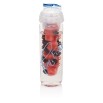 Flessen met compartiment voor fruit of ijs 500ml Natural Drink kleur blauw weergave met logo