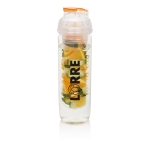 Flessen met compartiment voor fruit of ijs 500ml Natural Drink kleur oranje weergave met logo