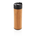 Elegante thermosbeker met bamboe buitenkant en non-drip deksel 450ml Wood kleur hout