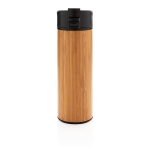 Elegante thermosbeker met bamboe buitenkant en non-drip deksel 450ml Wood kleur hout tweede weergave