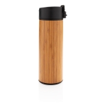 Elegante thermosbeker met bamboe buitenkant en non-drip deksel 450ml Wood kleur hout derde weergave