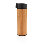 Elegante thermosbeker met bamboe buitenkant en non-drip deksel 450ml Wood kleur hout vierde weergave