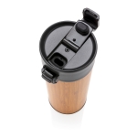 Elegante thermosbeker met bamboe buitenkant en non-drip deksel 450ml Wood kleur hout zesde weergave