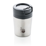 Zeer kleine en compacte thermosbeker to go 160 ml koffie kleur zilver weergave met logo