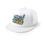 Polyester bedrukte caps met logo en gevoerd plat vizier Surf kleur wit derde weergave