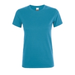 T-shirt voor dames van 100% katoen 150 g/m2 SOL'S Regent kleur cyaan blauw