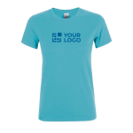 T-shirt voor dames van 100% katoen 150 g/m2 SOL'S Regent kleur lichtblauw weergave met bedrukking