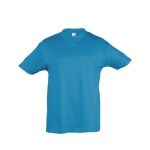 Kinder t-shirt van katoen personaliseren 150 g/m2 SOL'S Regent Kids kleur cyaan blauw